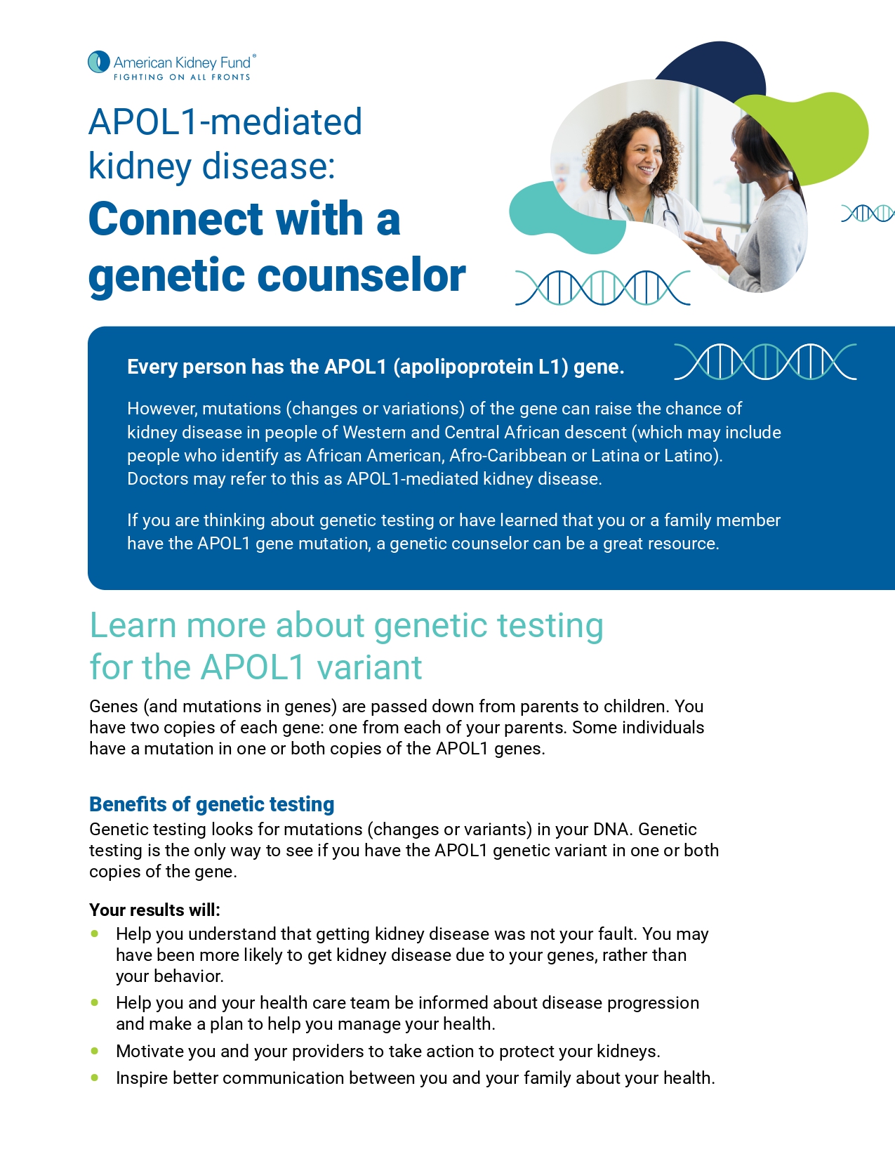 TITAN Health Awards Winner - APOL1-mediated kidney disease: Connect with a genetic counselor 1