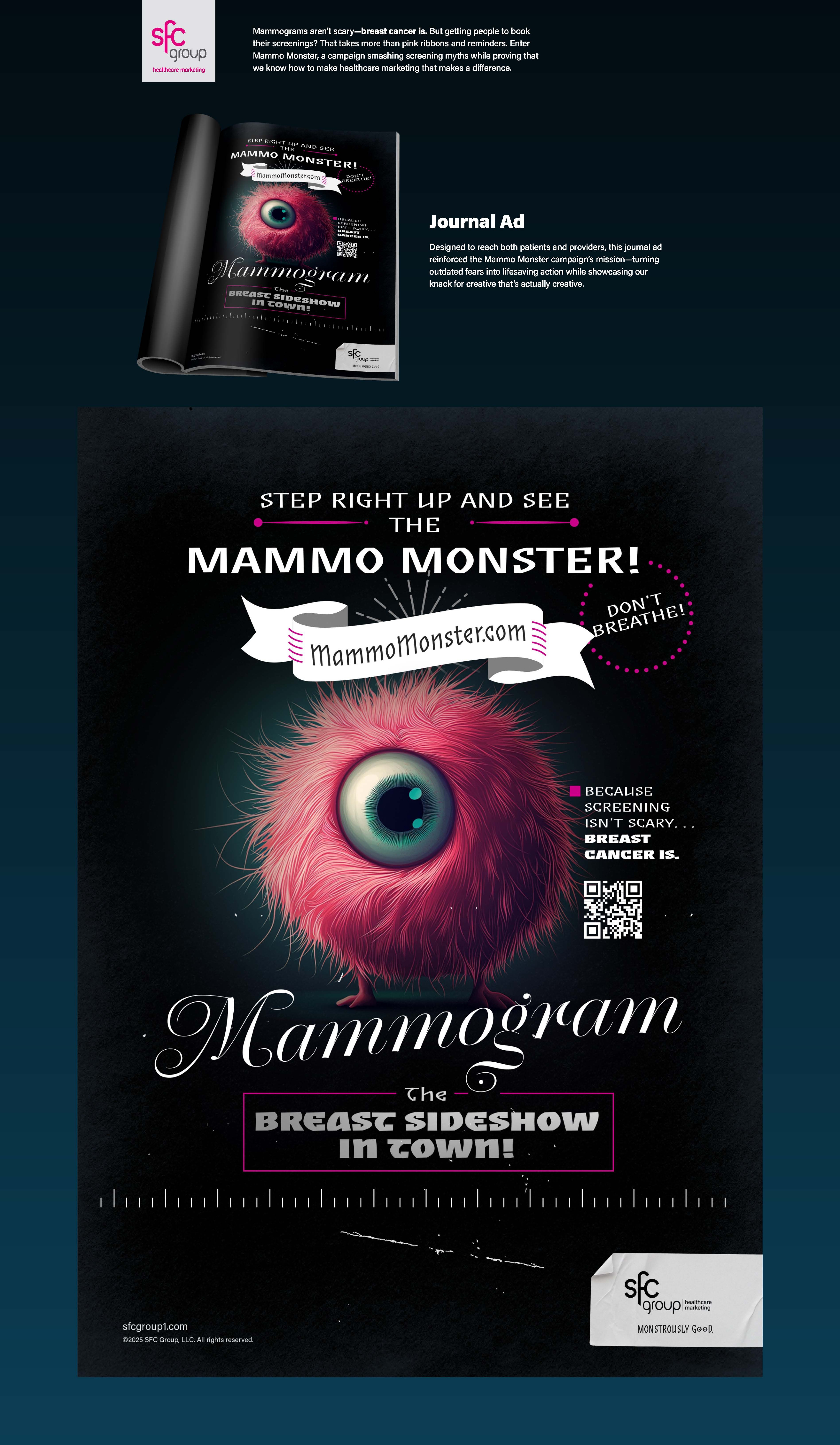 TITAN Health Awards Winner - SFC Group Mammo Monster Print Ad 1